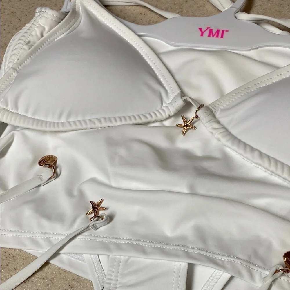 YMI White Bikini set with Star Details - Picture 2 of 9